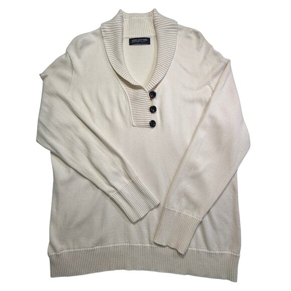Jones New York Signature 3-Button Shawl Collar Sweater Cream Approx Size XL - Picture 1 of 13